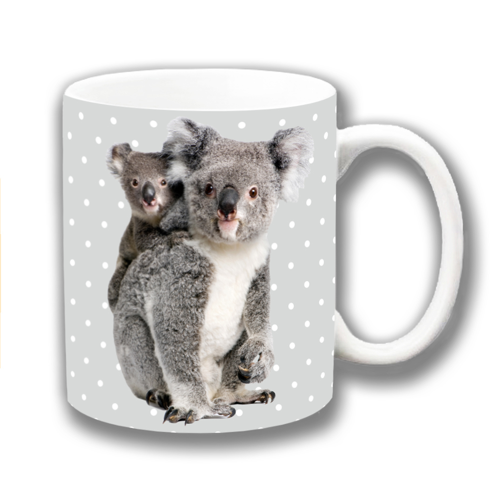 Koala Coffee Mug Australian Wild Animal Mum Baby Polka
