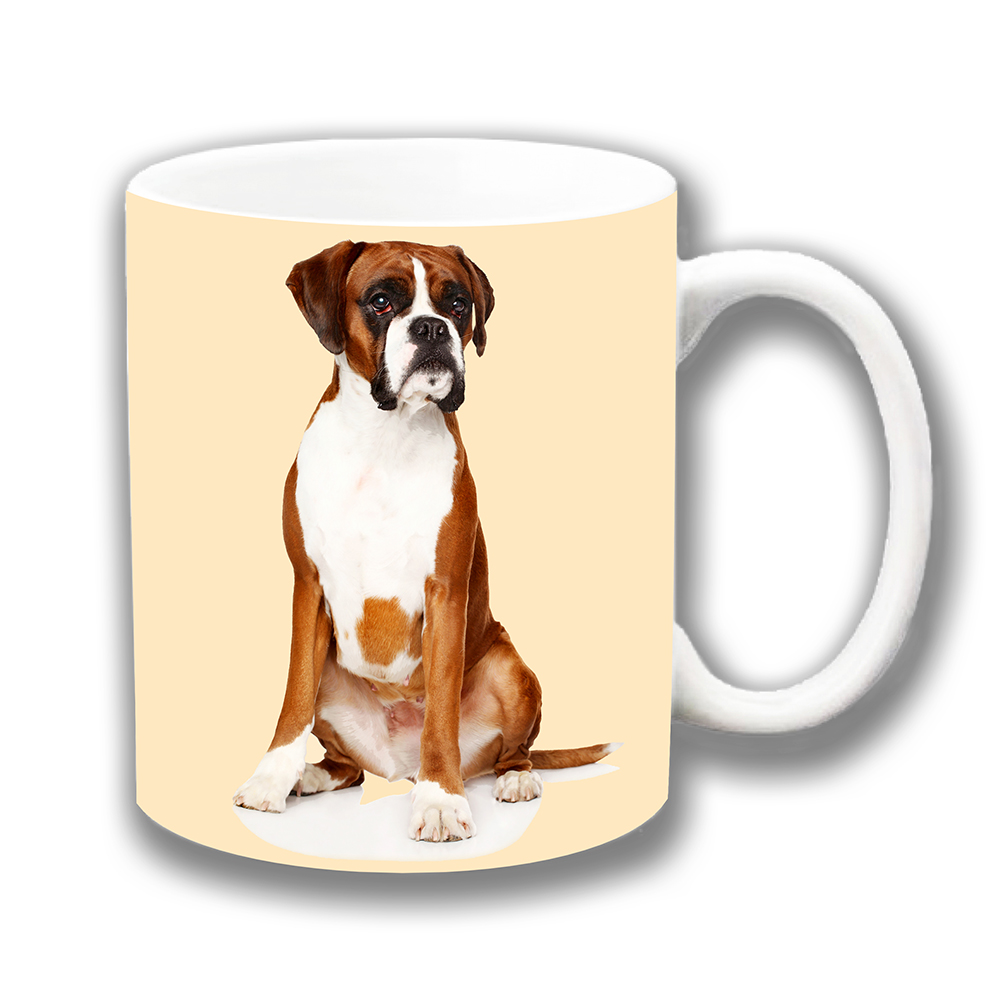 Boxer Dog Coffee Mug Young Tan White Ceramic Cream