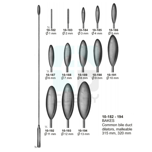 BAKES Common bile duct dilators,malleable 32cm, 1mm tip Cushy