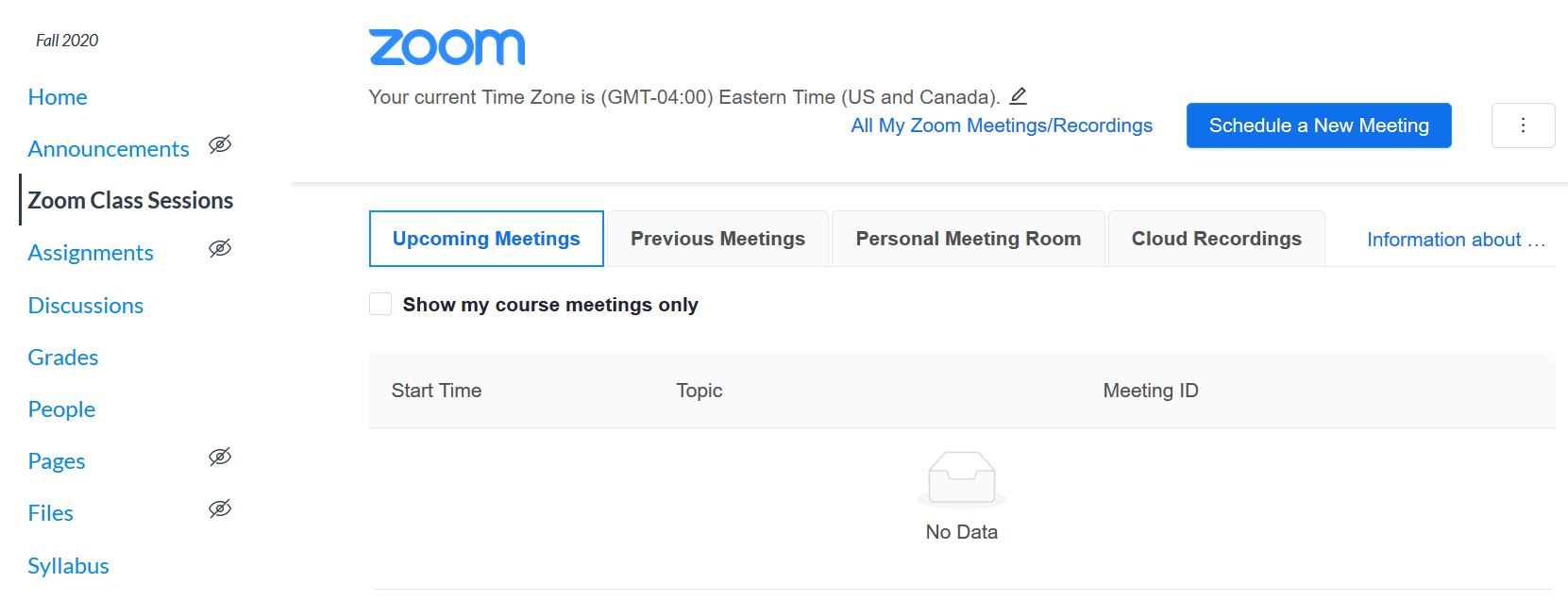 Zoom Class Sessions Schedule a New Zoom Meeting in Canvas CUSPS