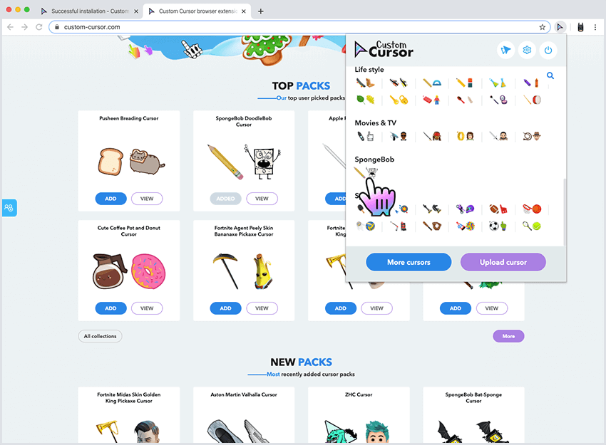 How to use Custom Cursor browser extension