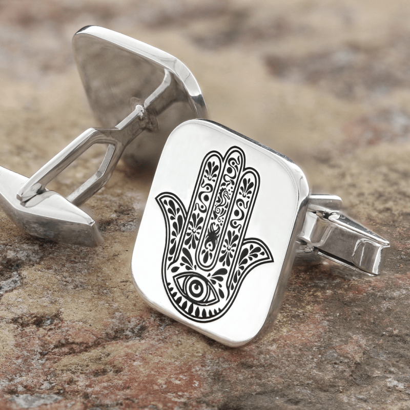 Sterling Silver Jewish Hamsa Cufflink