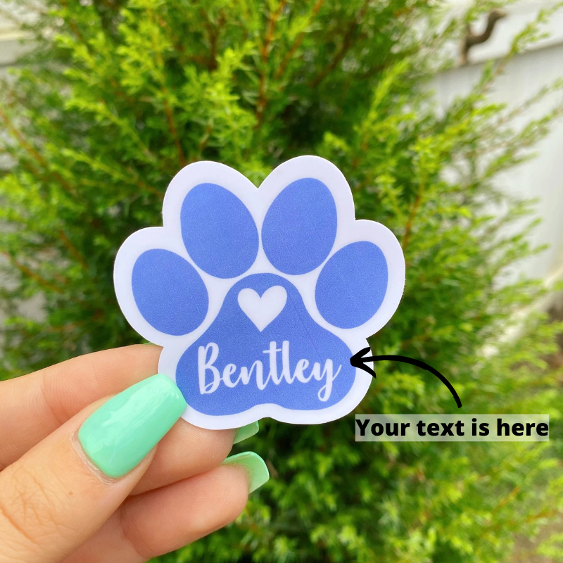 Custom Dog Name Paw Print Sticker Custom Stickers Make Custom