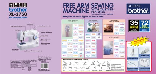 Brother XL-3750 Convertible 35-Stitch Free-Arm Sewing Machine with Qui