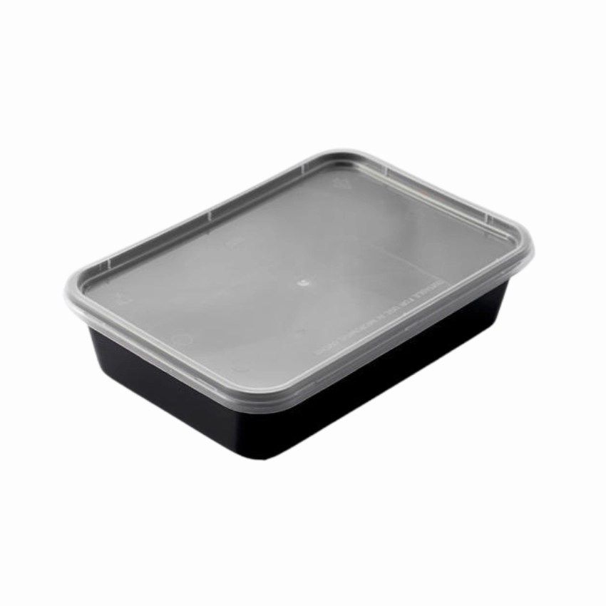 Disposable Black Plastic Food Packaging Container (500ml)
