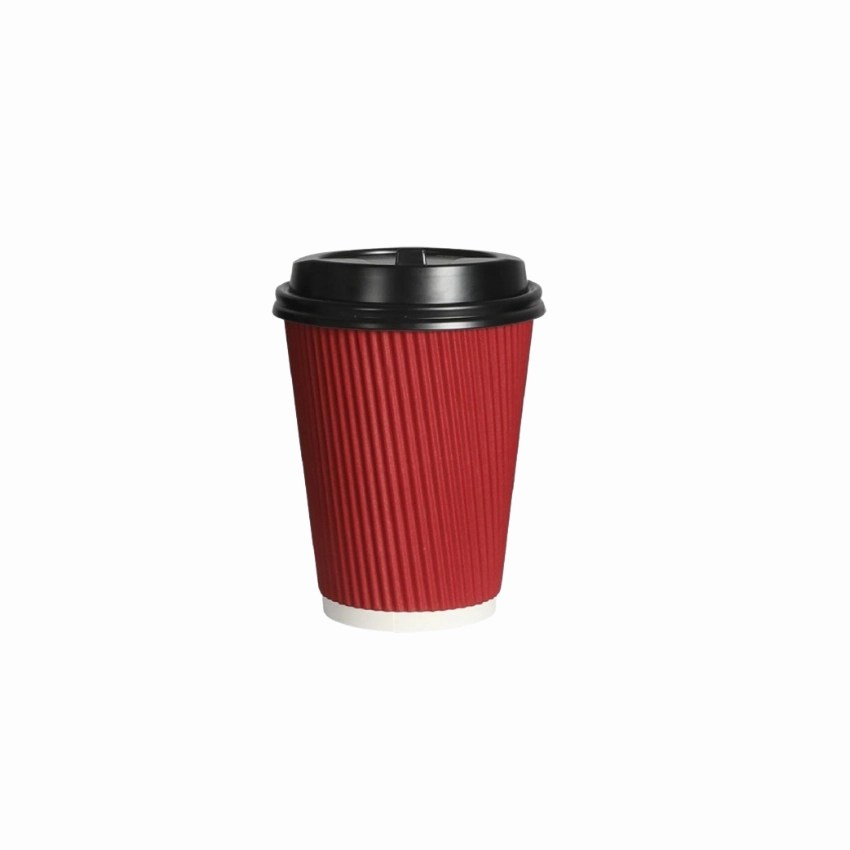 12oz Insulated Ripple Double Wall Paper Coffee Cup With Lid
