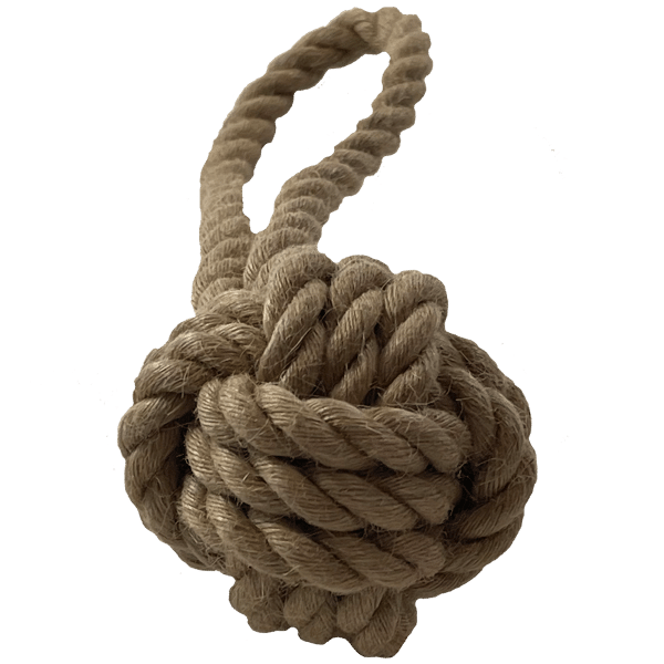 Euro Joe Natural Rope Ball Toy with Handle Custom Canine Unlimited
