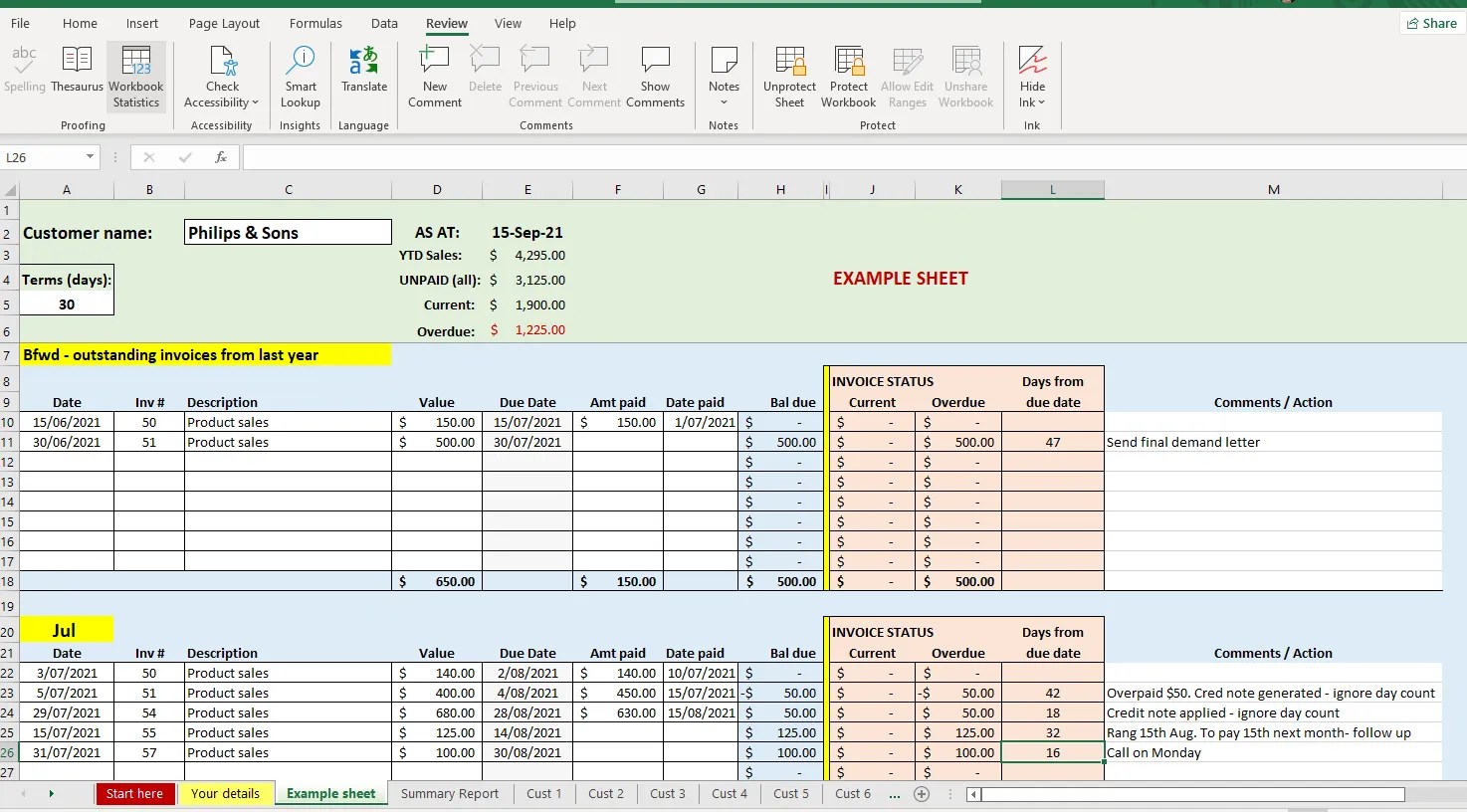 Sales Invoice Tracker Template Custom Cashbooks