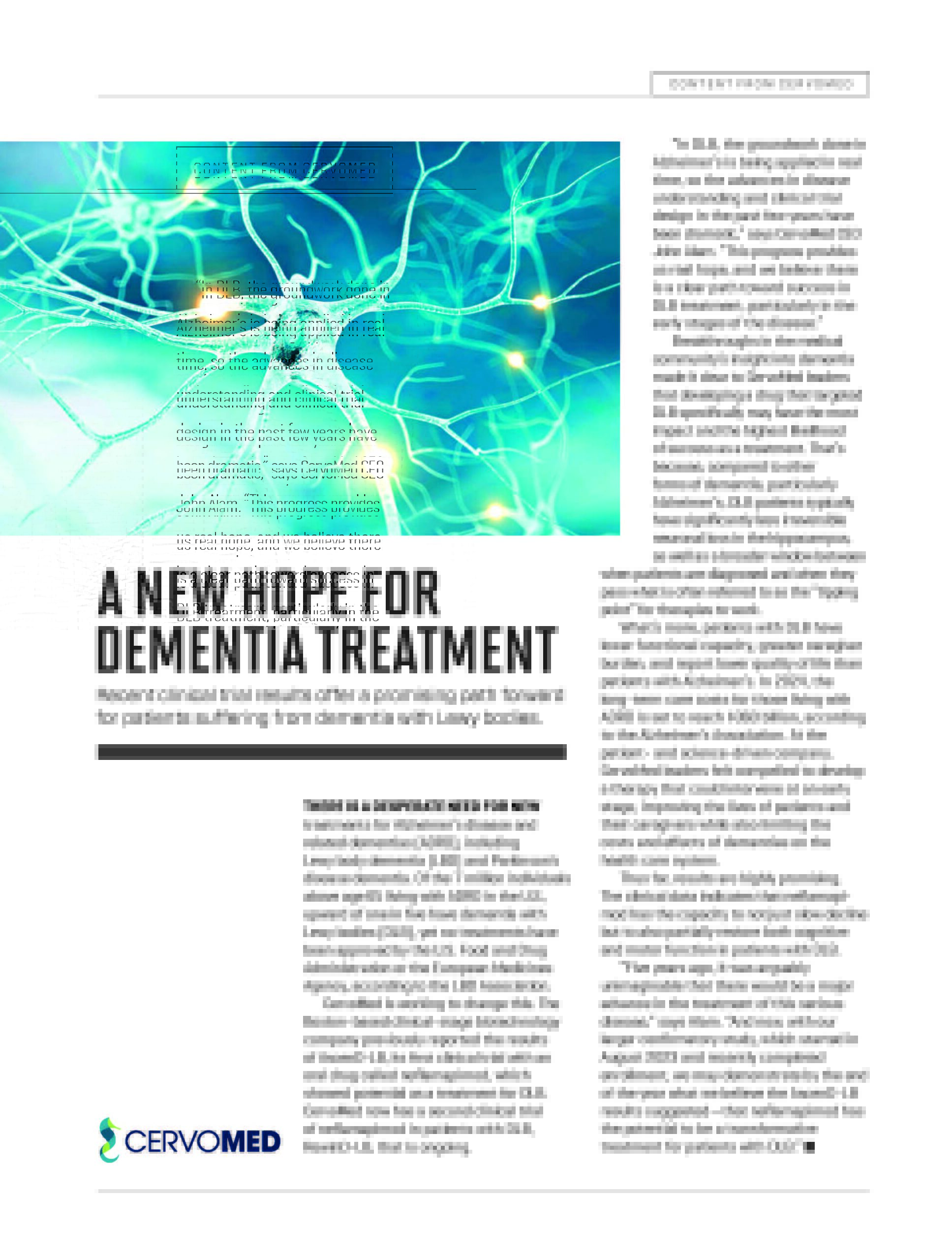 A NEW HOPE FOR DEMENTIA TREATMENT Fortune Media