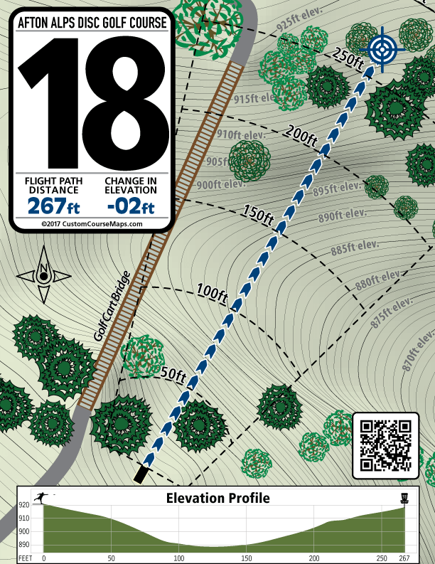 Hole 18 tee sign Afton Alps Custom Course Maps