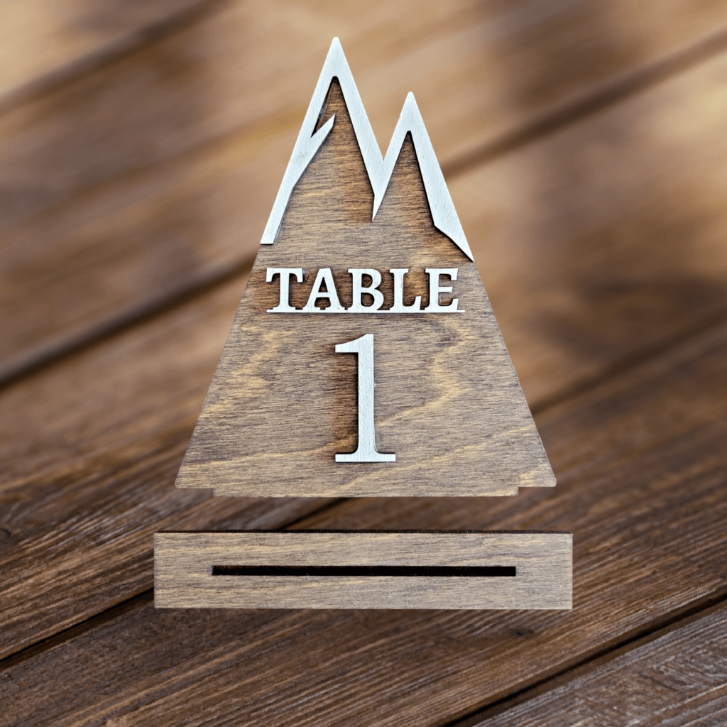 Wedding Table Numbers Mountain Custom Crafted Engraving