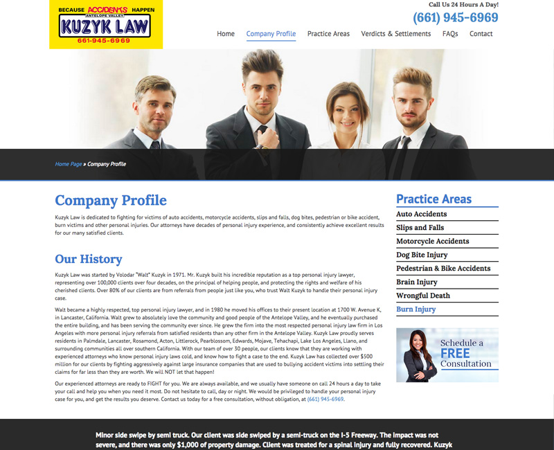 Kuzyk Law, LLP Development Portfolio Custom Creatives