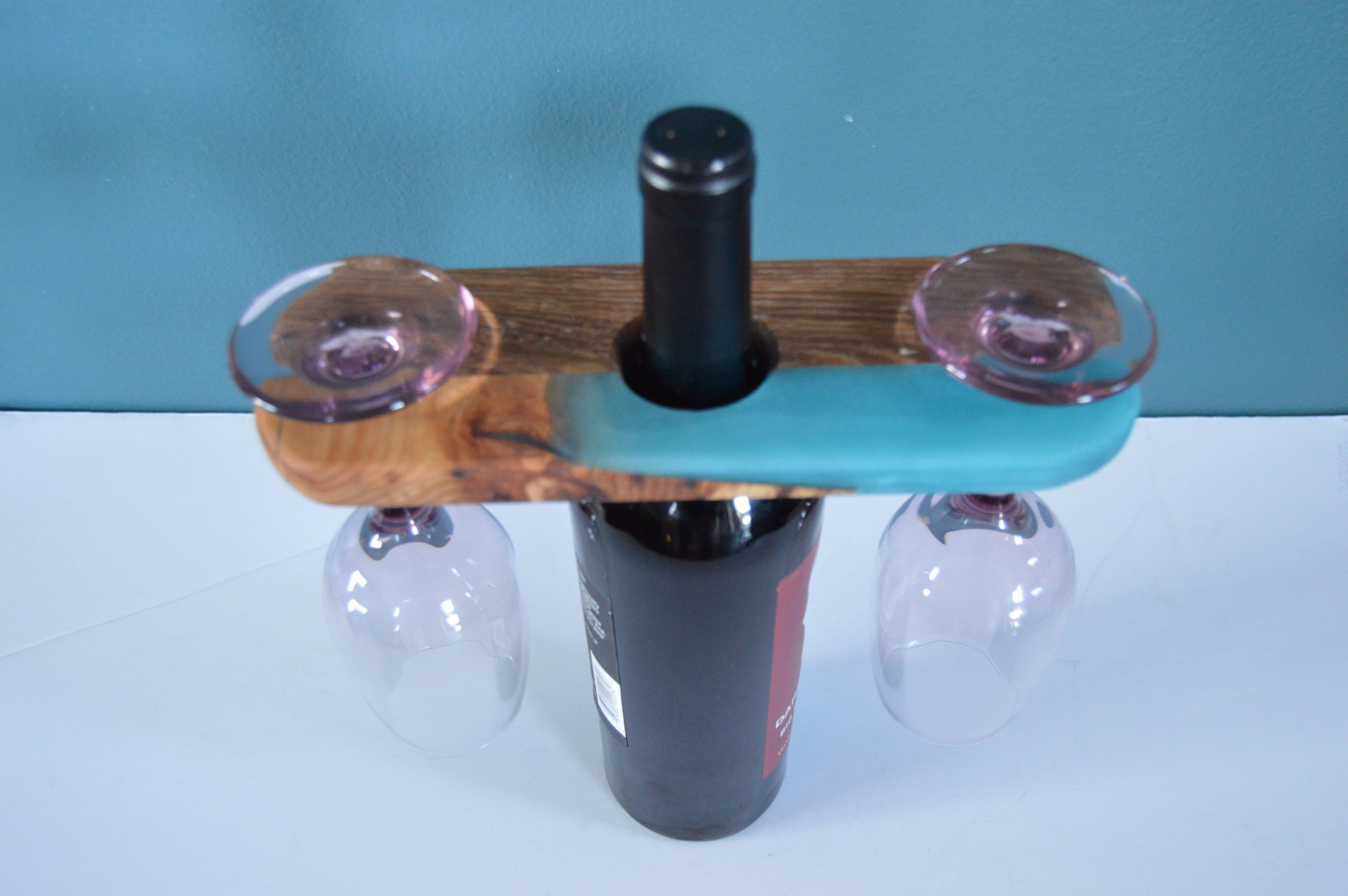 Epoxy Wine Glass Holder CW & Son Custom Metal Fabrication & Woodwork