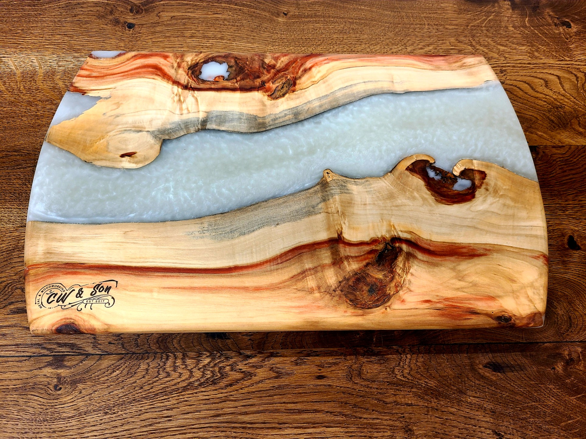 Epoxy Serving Tray CW & Son Custom Metal Fabrication & Woodwork