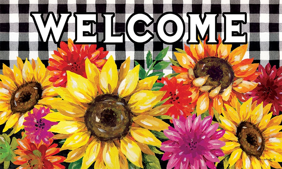 Gingham SunflowersFloor Mat Custom Decor