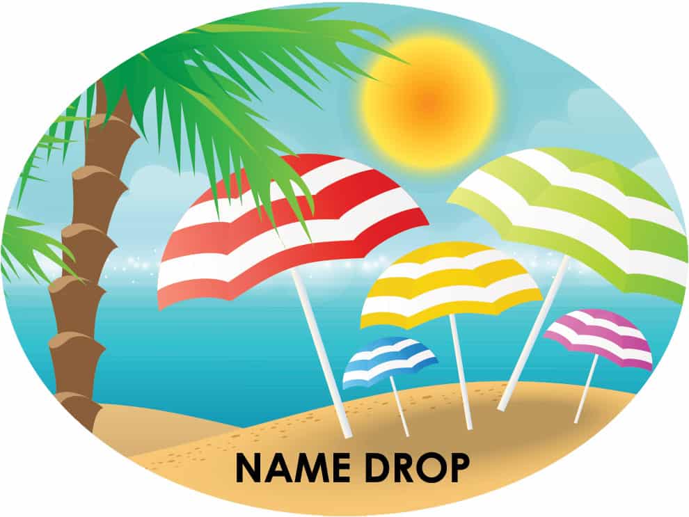 Beach UmbrellasName Drop Vinyl Sticker Custom Decor