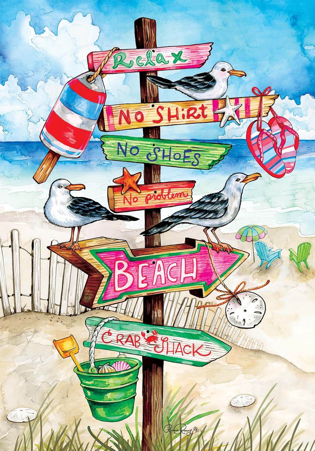 Beach SignsFlag by Ronnie Rooney Custom Decor