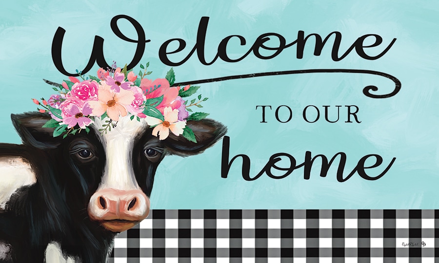 Floral CowFloor Mat Custom Decor