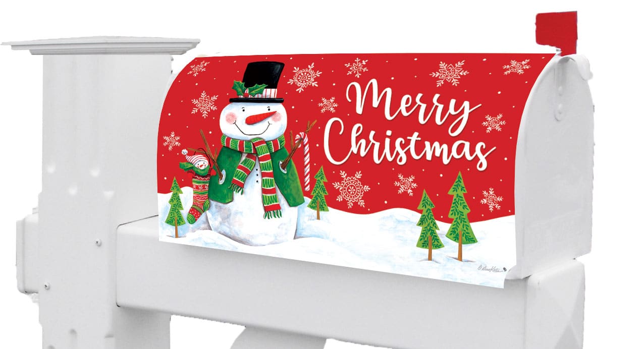 Red & Green Snowman Mailbox Makeover Custom Decor