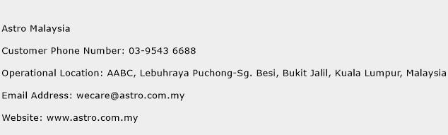 Astro Malaysia Contact Number | Astro Malaysia Customer Service Number