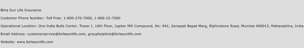 Birla Sun Life Insurance Number Birla Sun Life Insurance Customer