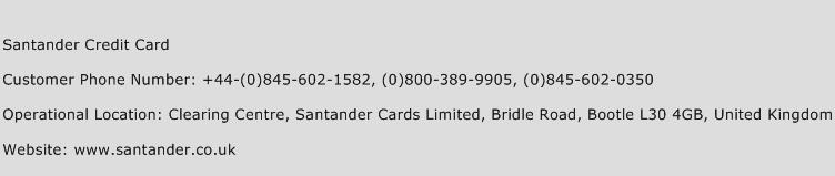Santander Credit Card Contact Number Santander Credit Card Customer