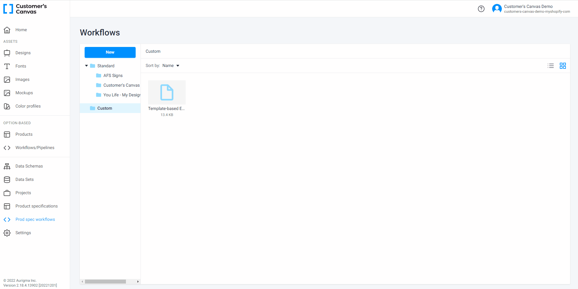 Creating and editing workflows Customer's Canvas