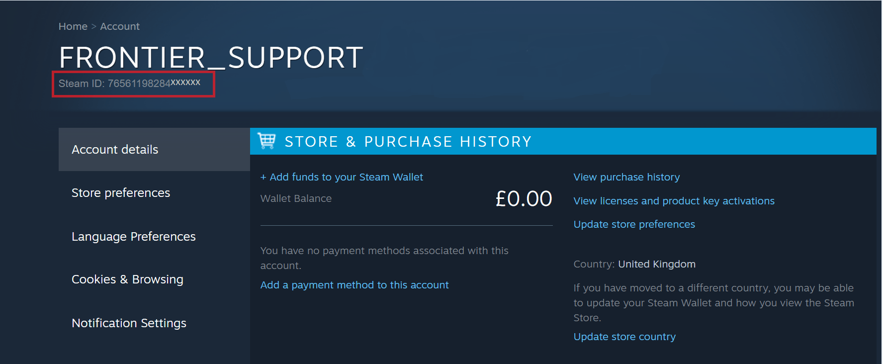 How do I locate my Steam ID? Frontier Support