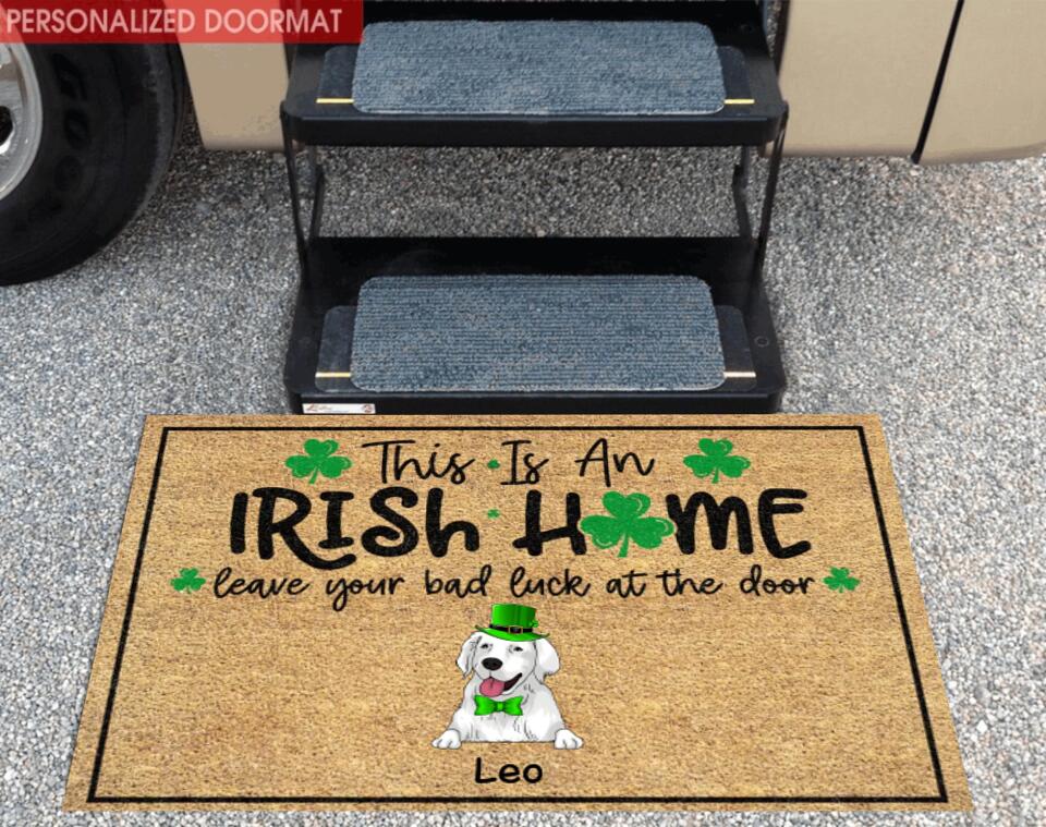 This Is An Irish Home Personalized St. Patrick's Day Doormat Dog L