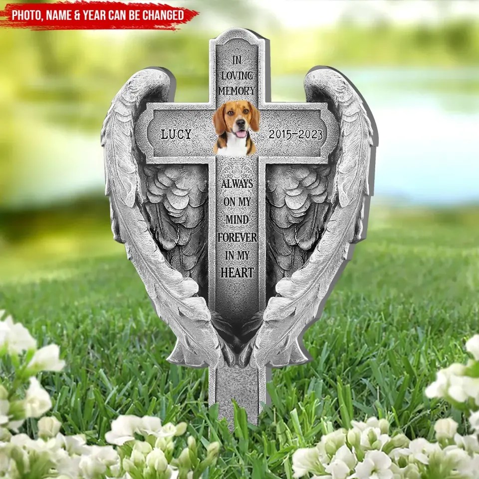 Always On My Mind Forever In My Heart Personalized Plaque Stake, Pet Customizeaf™