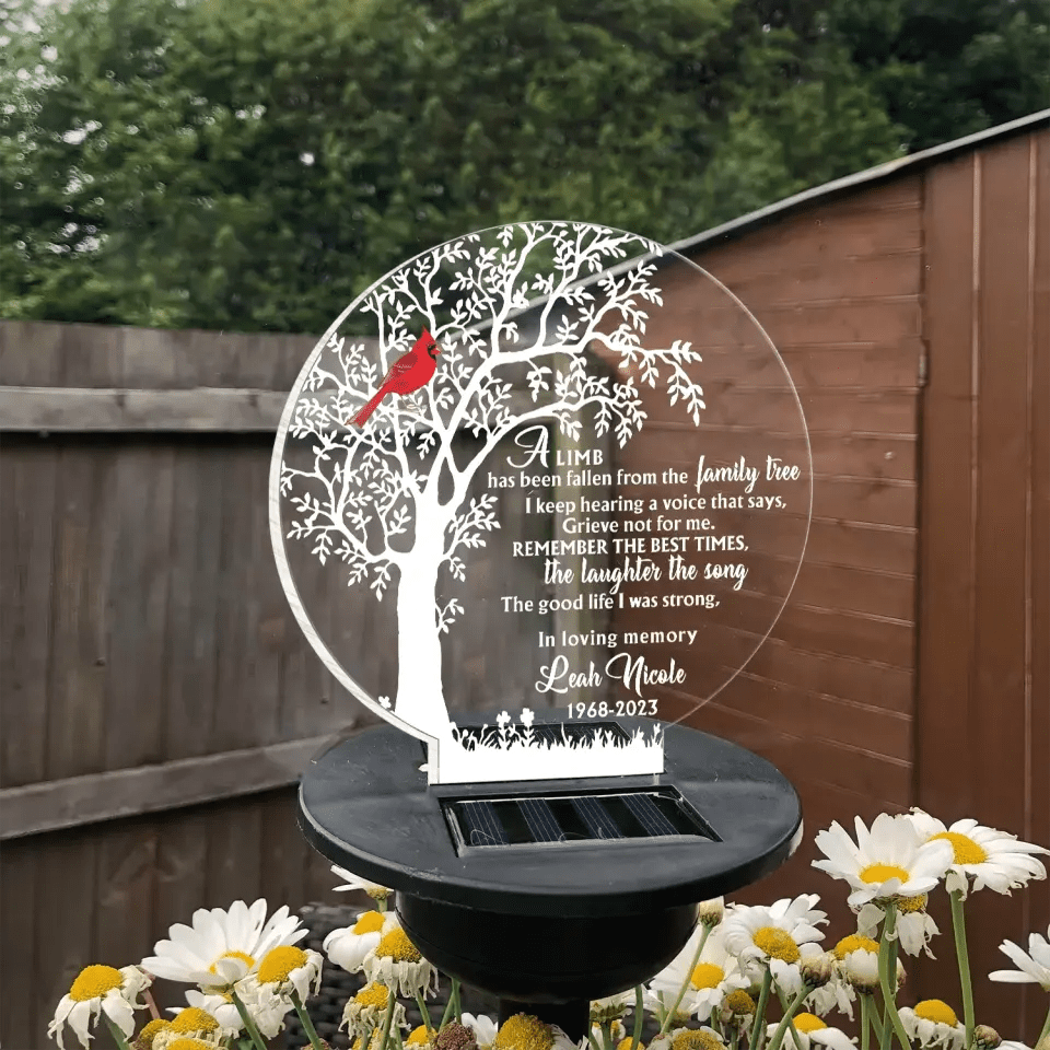 A Limb Has Fallen Personalized Solar Light, Sympathy Gift, Grave Mar