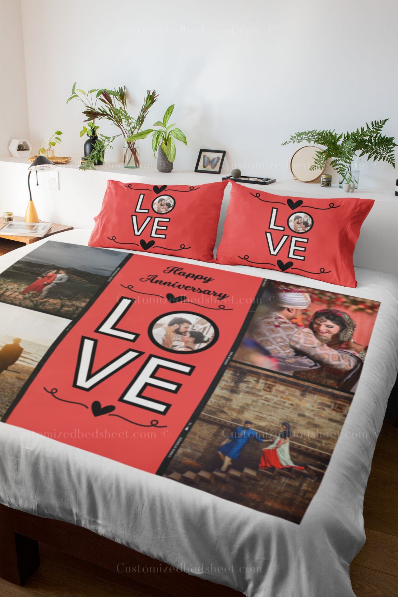 Photo Bedsheet for Couple Valentine Anniversary Gift Customized Photo