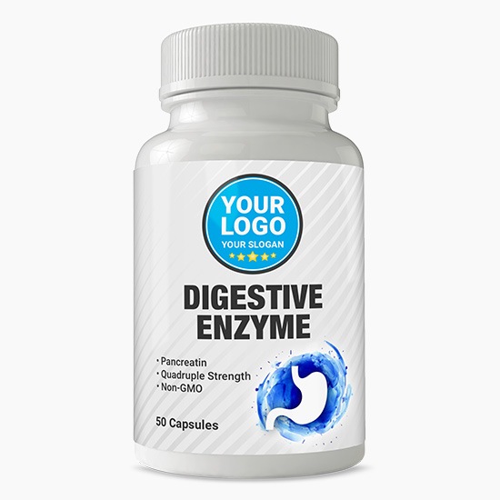 Private Label Digestive Enzymes, NonGMO, GlutenFree, 60 Capsules