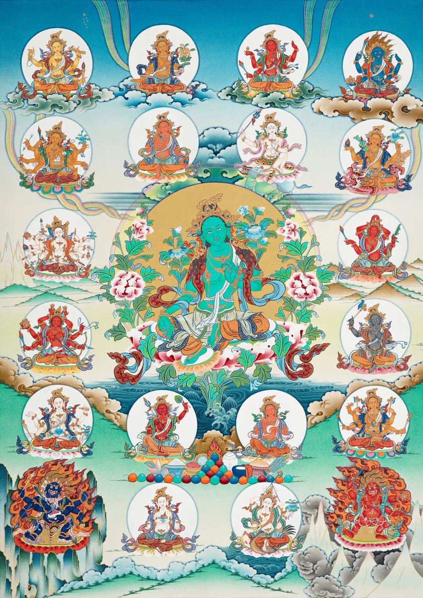 TwentyOne Taras (Suryagupta Tradition), 2007 by Dorje Tamang Paper