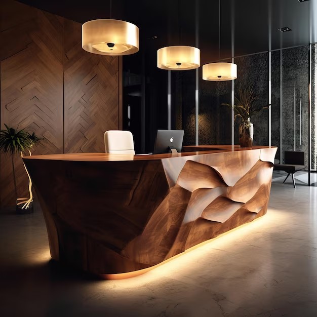 Stylish and Functional Smooth Hotel Reception Desk with Wood Custom