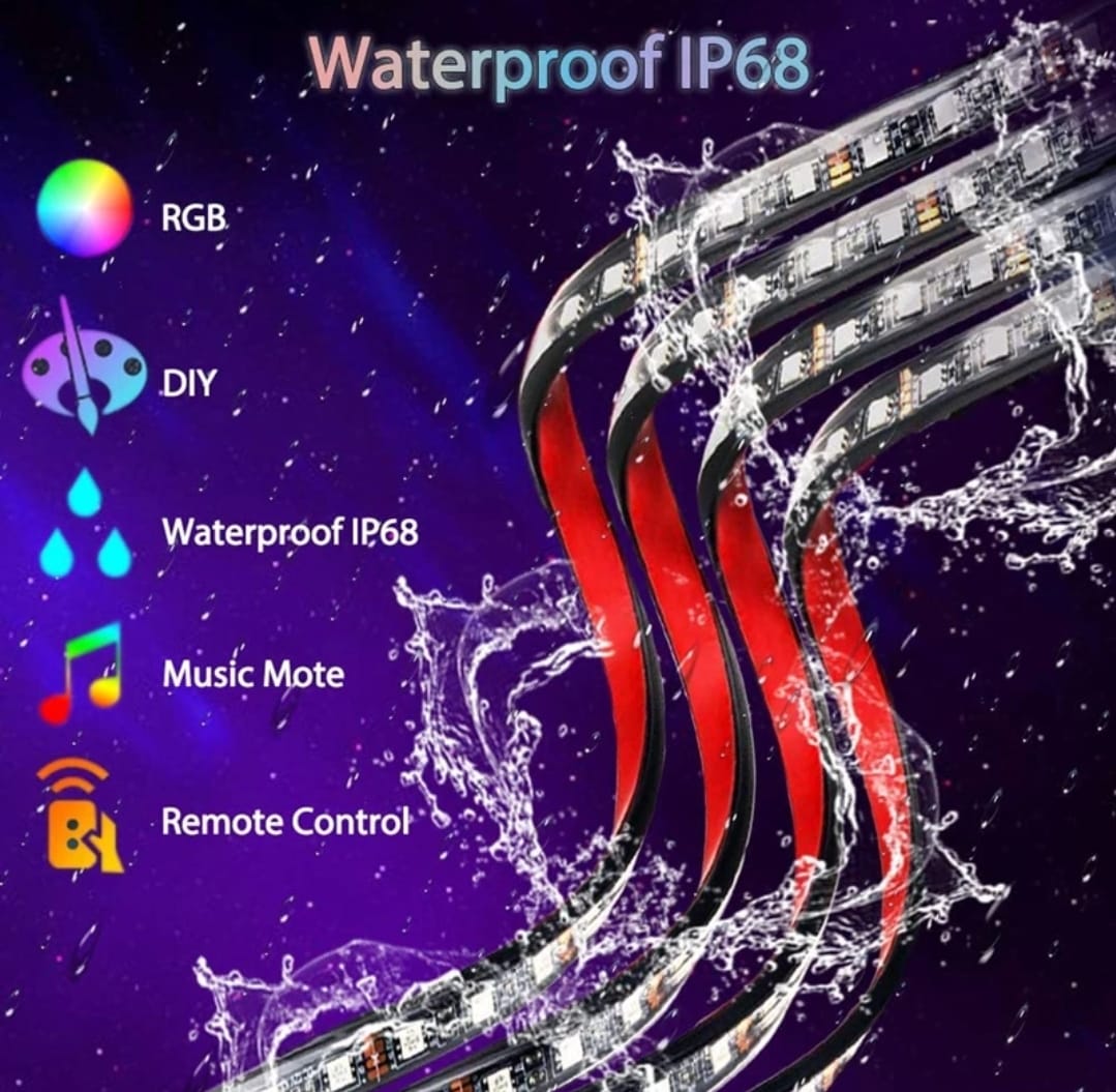 Car Underglow Light Flexible Strip LED Underbody Lights Remote or