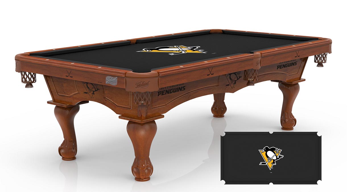 Pittsburgh Penguins Logo Pool Table 8Foot NHL Billiard Table