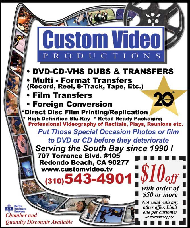 Custom Video Productions Coupon Special DVD, CD, Video Transfer Service