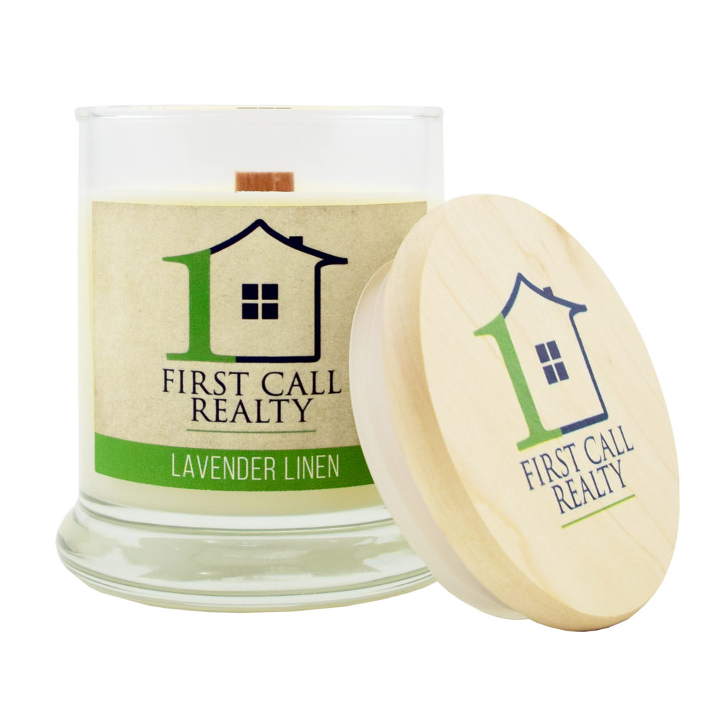 Custom Candles with Wood Wick. Personalized Label and Lid. 8 oz Soy