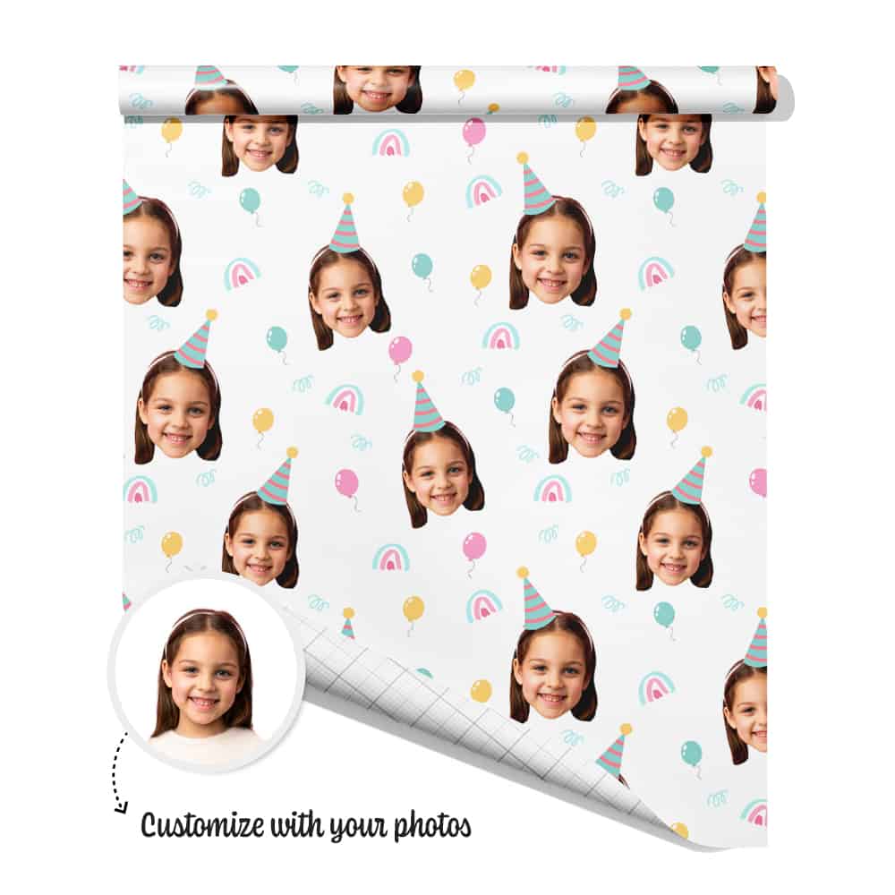 Custom Balloon Wrapping Paper With Your Face On It