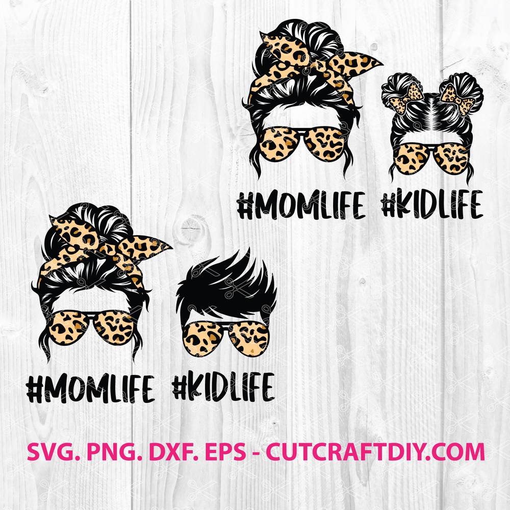 This listing includes the following high quality files that are perfect for cricut and silhouette cutters. Leopard Mom Skull SVG, Messy Bun Skull SVG, Mom Life Kid ...
