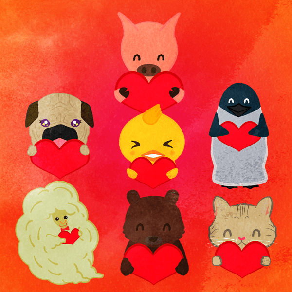 Animals Holding A Heart cute2u! A free Cute Illustration for Everyone!