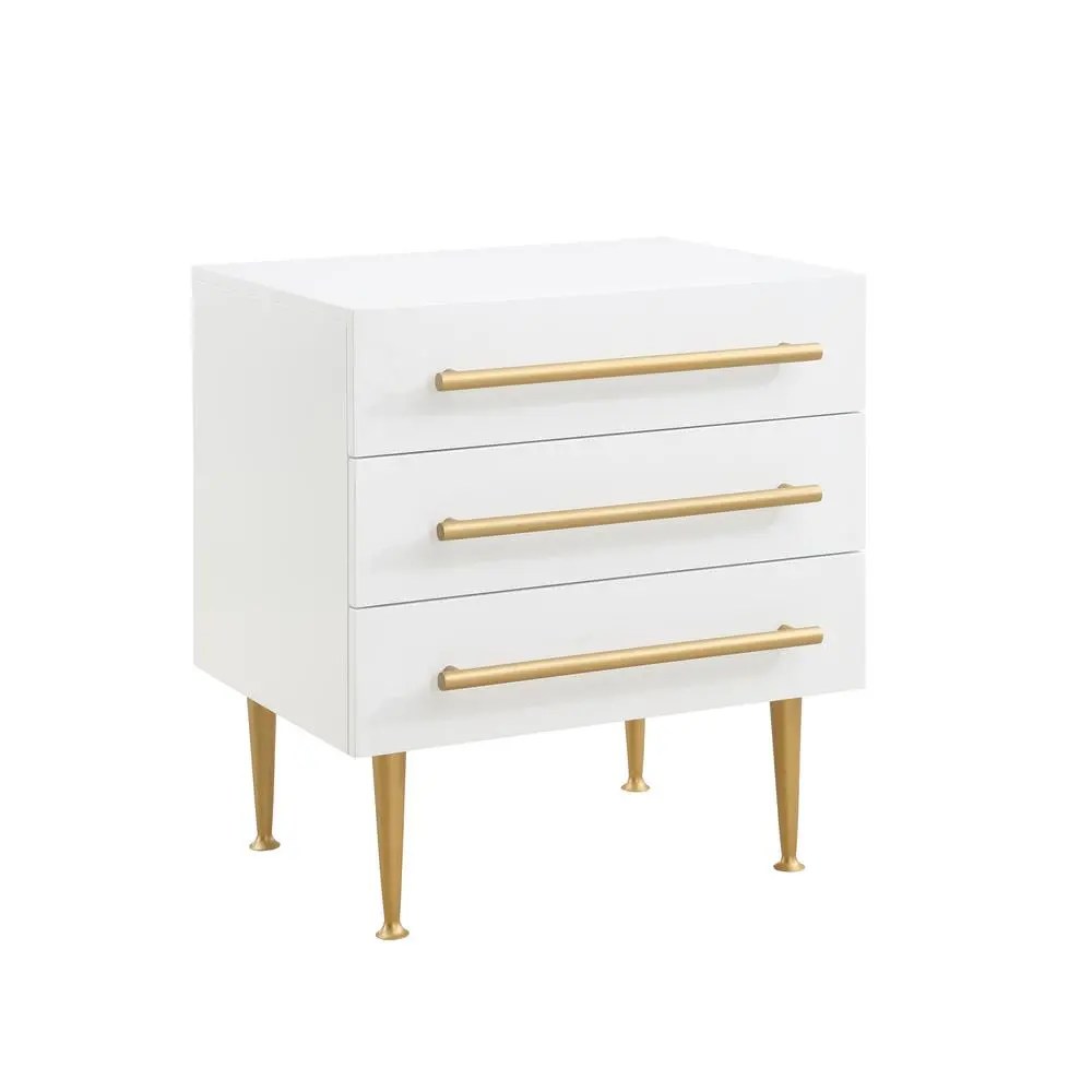 Bellanova White Nightstand with Gold Accents Cute and Cozy Kids