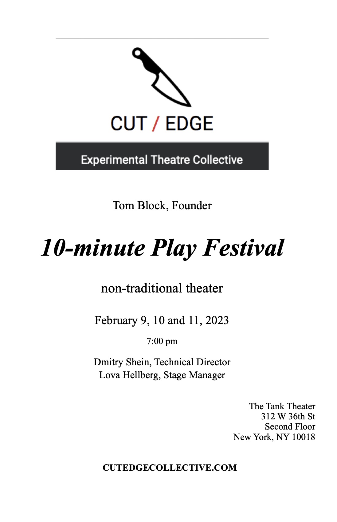Cut Edge 10Minute Play Festival Cut Edge