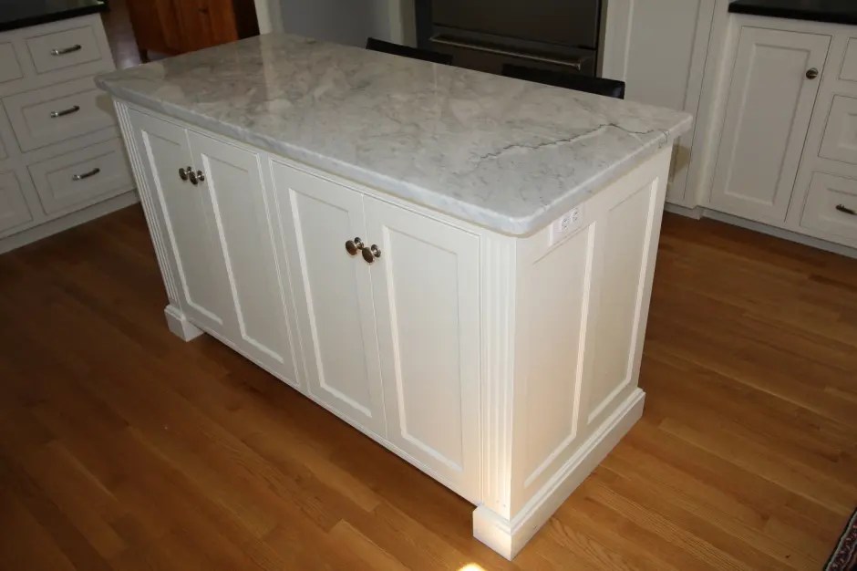 Custom Woodcrafted Kitchen Island With and Seating in Mass