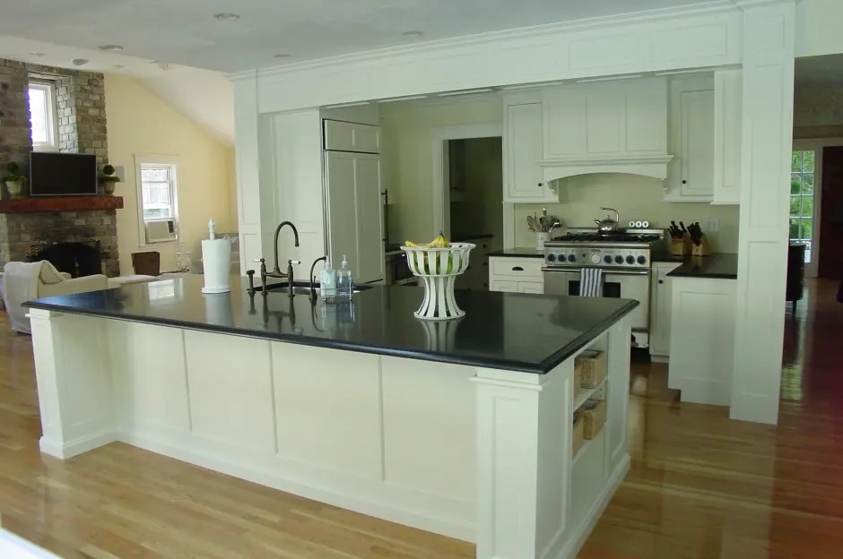Custom Woodcrafted Kitchen Island With and Seating in Mass