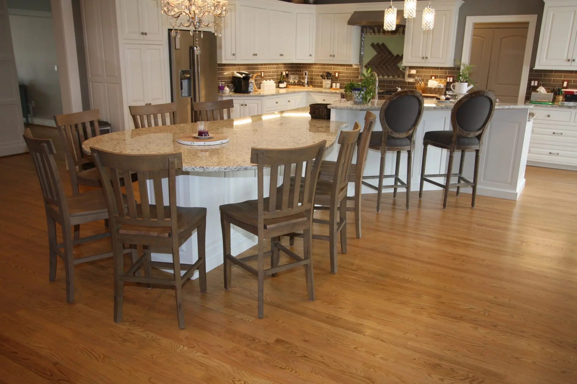 Custom Woodcrafted Kitchen Island With and Seating in Mass