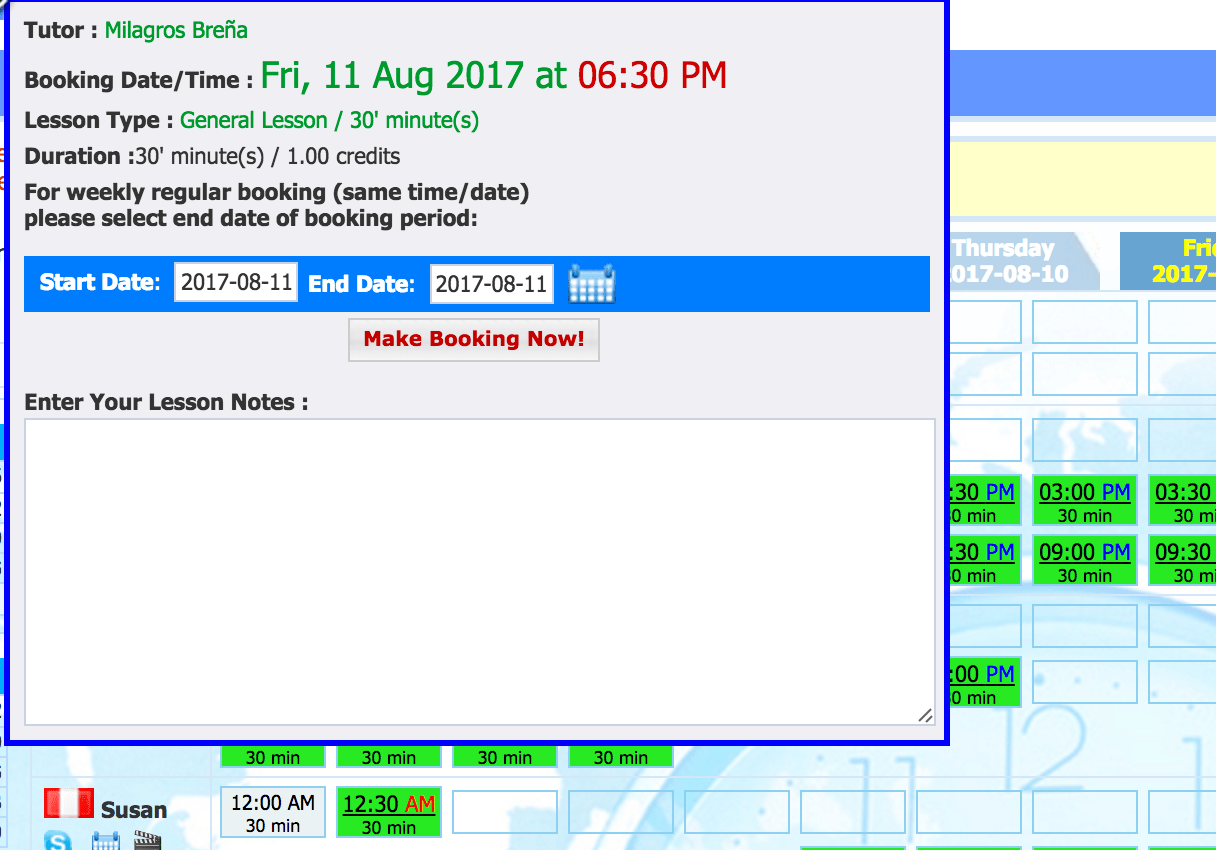 CUY TALK 11 Online Spanish classes How it works Use booking system