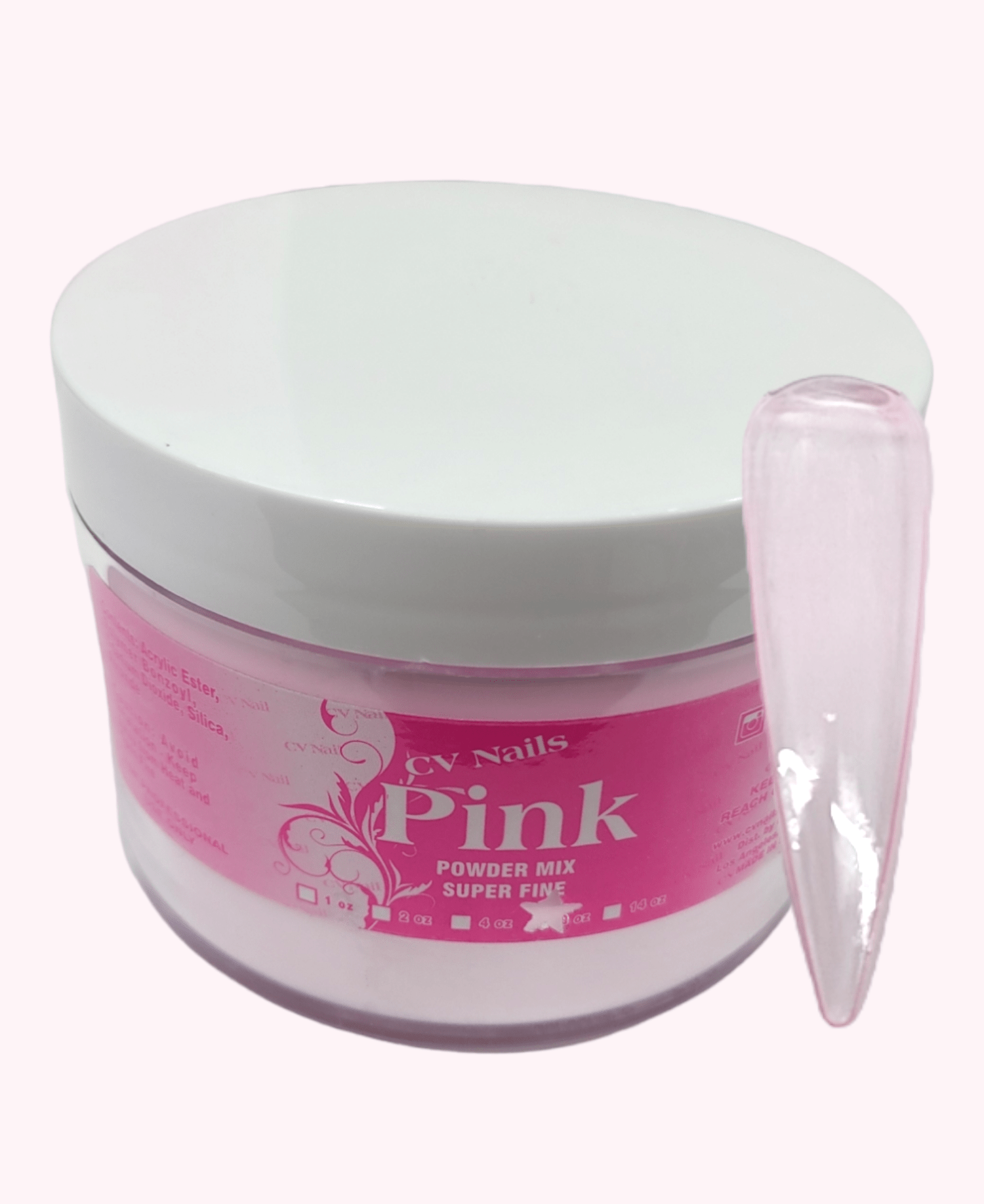 ACRYLIC POWDER LIGHT PINKCLEAR 8 OZ. CV Nails Supply