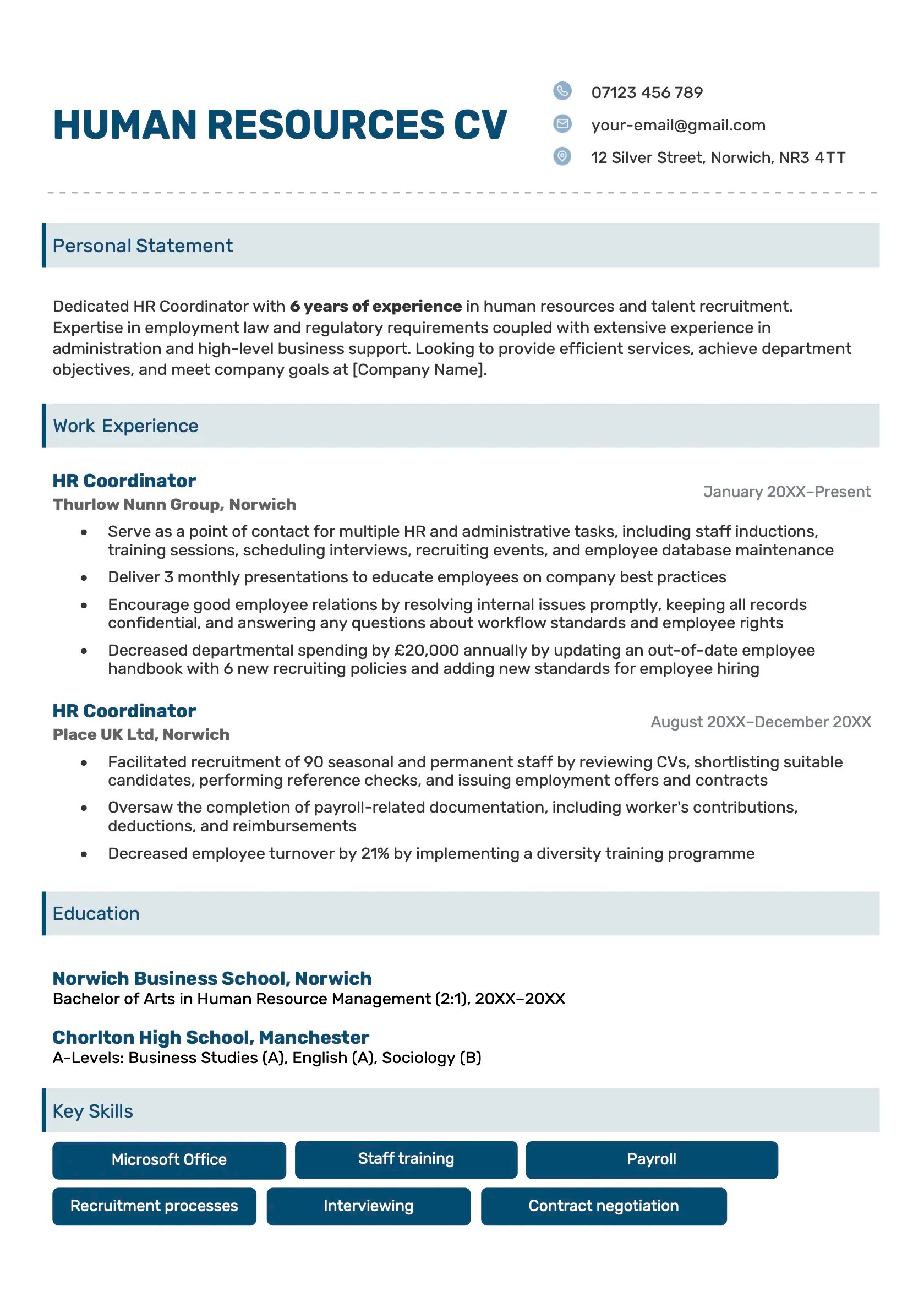 HR CV Example & Writing Tips for 2024